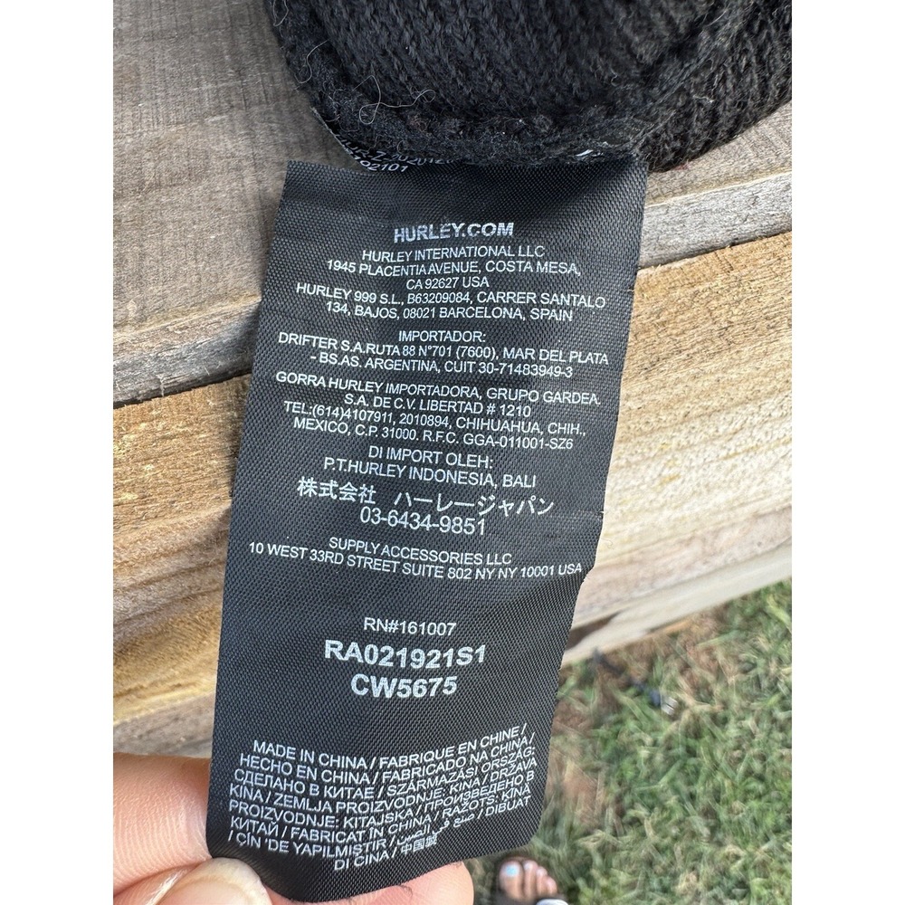 Hurley Beanie Hat Skull Cap Winter Hat Hurley Patch Black Color - Picture 7 of 8